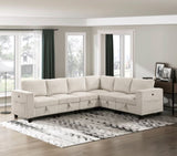 Modern Living Room Furniture Beige Corner Seat with Storage Corduroy Fabric Upholstery 1pc Modular B011P206263