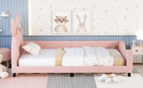 Twin Size Upholstered Daybed with Carton Ears Shaped Headboard, Pink WF296296AAH