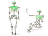 5.5ft Life-Size Pre-Lit Halloween Skeleton - Built-In Green LED Lights , Fully Poseable 34901388