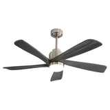 ZNTS 52 Inch Modern Ceiling Fan With Dimmable LED Light 5 Solid Wood Blades Remote Control Reversible DC W882P151478