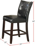 ZNTS Modern Counter Height Chairs Black Faux Leather Tufted Set of 2 High Chairs Dining Seating B011130016