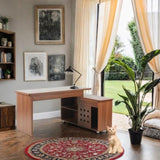 55.1''L, Home Office L-Shaped Versatile Desk Height Adjustable Extendable Desk with Storage Drawers N843P293669W