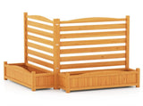 2-Panel No-Dig Fir Wood Privacy Fence with Planter Boxes, AC Unit/Trash Can Screen for Outdoor Patio 53007603