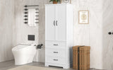 Tall Bathroom Storage Cabinet, Cabinet with Two Doors and Drawers, Adjustable Shelf, MDF Board, N725P206123K