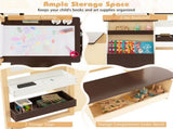Kids Multifunctional Art Center with Double-Sided Easel, Wooden Art Table Bench Set for 3 Years, 46869410