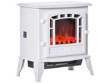 Electric Fireplace Freestanding Stove Heater with Realistic Flame 15.25"x9.5"x22.25" White 58758258