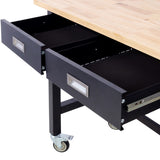 ZNTS 48in Work Bench, Workbench with Drawer Storage, Heavy Duty Bamboo Wood Work Table with Wheels for 11475772