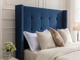 Peyton Upholstered King Bed / 54" High Headboard / Traditional Hand Buttoned Tufting / Nailhead Trim B083P152029