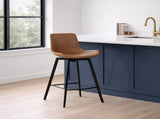 26 in. Swivel Counter Stool - Brown Vegan Leather Seat, Black Metal Frame, 1PC B2751P610243