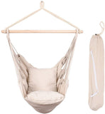 ZNTS Hammocks Hanging Rope Hammock Chair Swing Seat with Two Seat Cushions and Carrying Bag, Natural W2181P153964