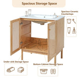 30-inch bathroom vanity crafted from natural materials, featuring handmade rattan doors and WF530472AAD