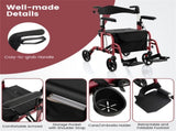 2-in-1 Rollator Walker & Wheelchair 6-Level Adjustable Handles, 1-Hand Folding, Storage 59905372
