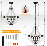 5-Light White Wood Chandeliers W2738P242329