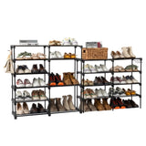 ZNTS FCH double row 10 layers non-woven shoe rack iron pipe + PP pad + plastic 85.7*29.8*158cm black 17125702