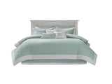 Oversized Cotton Jacquard Comforter Set Aqua Queen B03595756