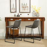 Lotusville Vintage PU Leather Counter Height Stools, Set of 2, Antique Grey T2574P164859