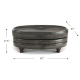 Belfast Top Grain Leather Oval Ottoman B2705P211698