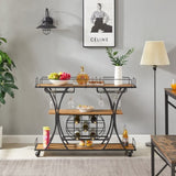 ZNTS Painted Bar Cart, With Wine Rack And Glass Holder, For Kitchen, Serving, Hotel, Brown 28174656