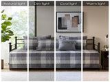 6 Piece Reversible Plaid Daybed Cover Set Grey Daybed B035P266680