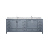 Dark Grey Double Bath Vanity 84 in. W x 22 in. D, Carrara Marble Top, and Faucet Set B2731P259152