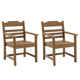 Patio Dining Chair with Armset Set of 2, HIPS Materialwith Imitation Wood Grain Wexture chair for W1209107725
