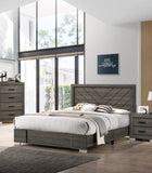 ZNTS Contemporary Grey Finish Unique Queen Size Bed 1pc Bedroom Furniture Unique Lines Headboard Wooden B011P155467