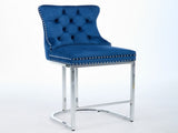 25" Counter Height Bar Stools Set of 2, Modern Velvet Barstools with Button Back&Rivet Trim W1143P217852
