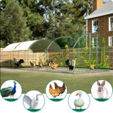 ZNTS 26'x9'x6'Large Metal Chicken Coop,Walk-in Poultry Cage,Chicken Run with Waterproof Cover,Outdoor 97259281