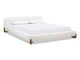 Alpine Puffy Modern Platform Bed, Queen, Ivory White Boucle B2719P281849