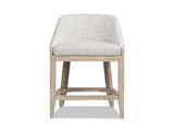 Newport 26.5" Coastal Curved Back Upholstered Counter Stool, Two-Tone Neutral Gray Polyester Wool B2719P238399