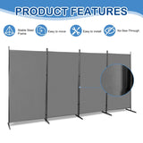 ZNTS 6FT 4-Fold 160g Polyester Cloth Plastic Foot Carbon Steel Frame Foldable Screen Gray 91313474