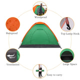 ZNTS 2-Person Waterproof Camping Dome Tent for Outdoor Hiking Survival Orange & Green 14786622