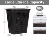 Slim Swiss Cross Cut-Outs Tapered Laundry Hampers with Lid, Plastic, Set of 2, Black 69600503