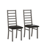 Metal Dining Chairs Set of 2, Steel Legs and PU Leather Seats, High Back Armless Dining Chairs, for W757P232712