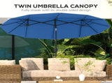 Outsunny 9.5' Double-sided Patio Umbrella with 3 Air Vents, Tilt and Crank, Outdoor Umbrella, Navy W2225P485595