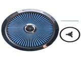 14" x 3" Air Cleaner Set Super Flow Washable Element Blue Recessed Chrome Top 10731620