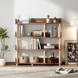 4 Tier Retractable & Rotatable Bookcases, Wooden Corner Book Shelf, Storage Rack for W1801P195686