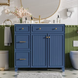36" Bathroom Vanity with Ceramic Sink, Standard and Double-Layer Drawers, Soft Close Doors, N729P289163C