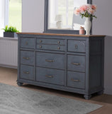 ZNTS 9-Drawer Dresser, No Assembly Required, Corduroy Blue Finish B108P193083