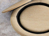 Round Storage Ottoman, Woven rattan fabric Ottoman, 2 in 1 Function, Work as End table and W487P215089