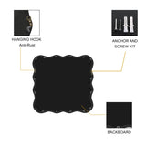 Solid Wood Wavy Square Mirror-Black 36" x 36" Modern Mirror Wall Decor for Bathroom, Bedroom, Living W1445P189617