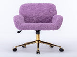 A&A Furniture Office Chair,Artificial rabbit hair Home Office Chair with Golden Metal W1143P154102