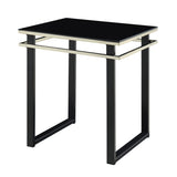 Black Coffee Table and End Tables Set Occasional 3pc Tables Tempered Glass Top Metal Frame Modern B011P297577