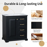 ZNTS 30" Bathroom Vanity with Sink, One Package, Black Bathroom Cabinet with Drawers, Solid Frame and MDF N725P192829B