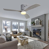 52 Inch Ceiling Fan Lights 3 Solid Wood Fan Blade Noiseless Reversible Motor Remote Control W93443059