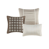 7 Piece Polyester Charmeuse Comforter Set Taupe King B035128911