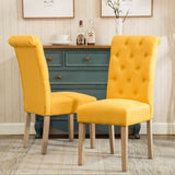 ZNTS Habit Solid Wood Tufted Parsons Dining Chair, Set of 2, Yellow T2574P164546