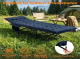 Navy Foldable Heavy Duty Camping Cot 330LBS, Portable Outdoor Sleeping Bed with Cushion & Carry 99821226