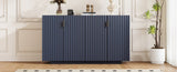 TREXM 4 Wavy Doors Ample Storage Space Sideboard with Adjustable Shelves and Retro Copper Handles N715P183992M