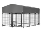 Dog Kennel Outdoor with Roof, 4.23'x5.82'x4.83' Welded Wire Enclosure, Heavy Duty Dog Crate with 24433657